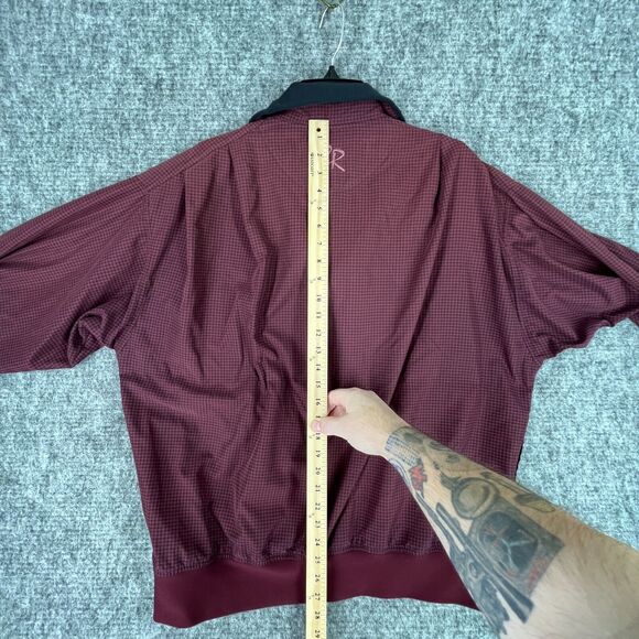 Zero Restriction Windbreaker Mens L Red Houndstooth Golf Performance Tech Golfer - Picture 6 of 7